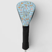 Drache Icons Muster Hellblau Golf Headcover (Vorderseite)