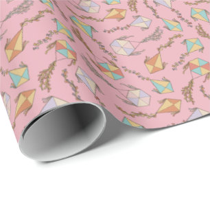 Drache Icons Muster Rosa Geschenkpapier
