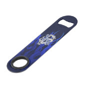 Drache im Chrom mögen blaue Speedflaschenöffner (Vorderseite Schrägansicht)