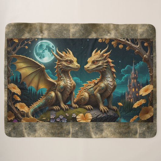 Drache im Mondlicht Sherpadecke (Vorderseite (Horizontal))