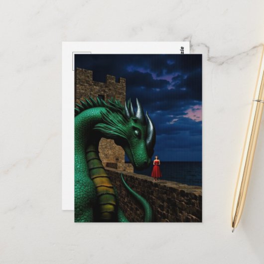 Drache im Schloss Postkarte (Vorderseite/Rückseite Beispiel)