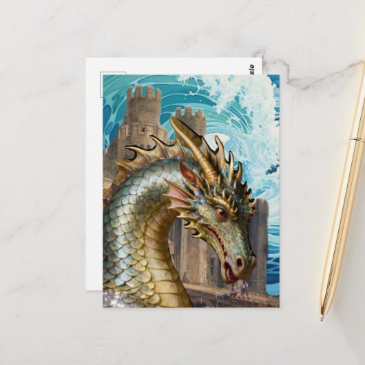 Drache im Schloss Postkarte (Vorderseite/Rückseite Beispiel)