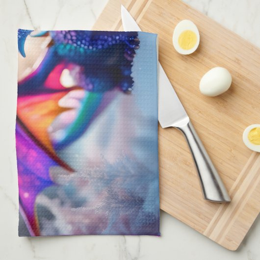 Drache im Schnee. Geschirrtuch (Viertel Falte)