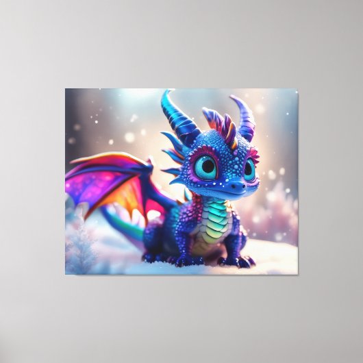 Drache im Schnee. Leinwanddruck (Vorderseite)