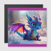 Drache im Schnee. Magnetkarte (Vorne/Hinten)