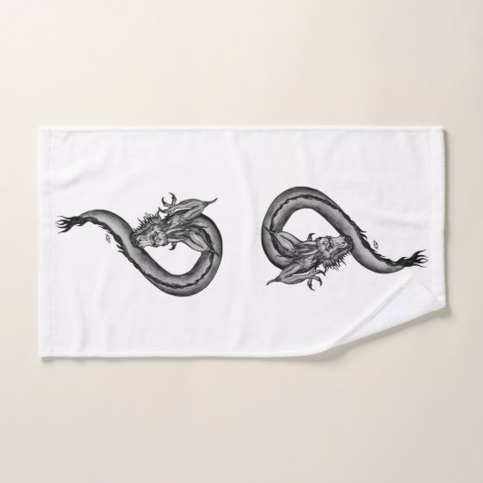Drache im Tattoo-Stil Badhandtuch Set (Handtuch)