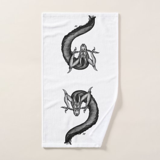 Drache im Tattoo-Stil Badhandtuch Set (Handtuch)