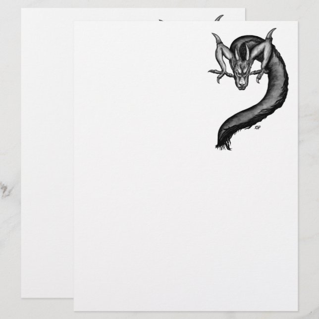 Drache im Tattoo-Stil Briefbogen (Vorne/Hinten)