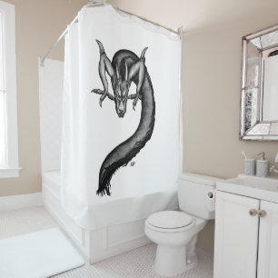 Drache im Tattoo-Stil Duschvorhang