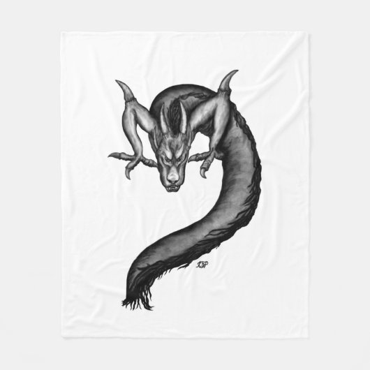 Drache im Tattoo-Stil Fleecedecke (Vorderseite)