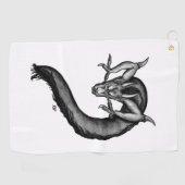 Drache im Tattoo-Stil Golfhandtuch (Horizontal)