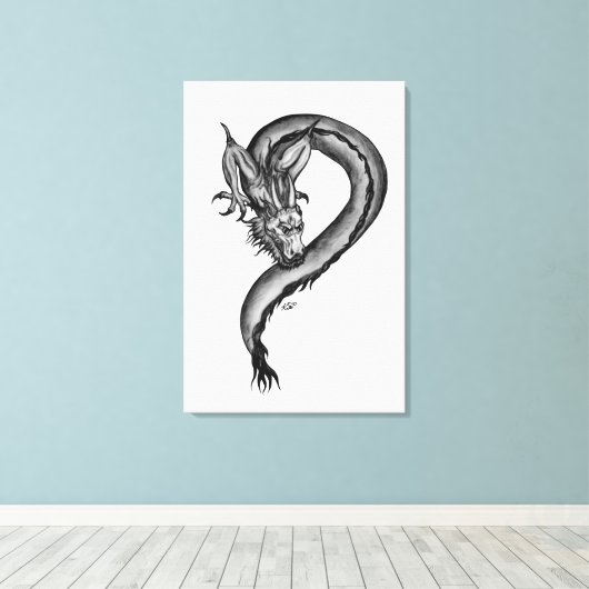 Drache im Tattoo-Stil Leinwanddruck (Insitu (Holzboden))