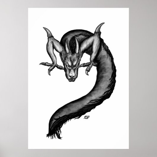 Drache im Tattoo-Stil Poster (Vorne)