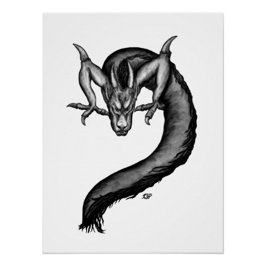 Drache im Tattoo-Stil Poster (Vorderseite)