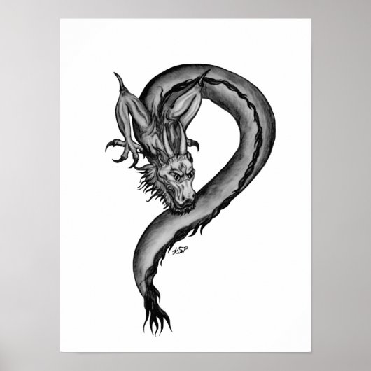 Drache im Tattoo-Stil Poster (Vorne)