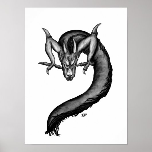 Drache im Tattoo-Stil Poster (Vorne)