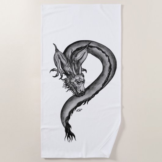 Drache im Tattoo-Stil Strandtuch (Vorderseite)