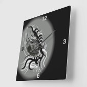 Drache im Tattoostil Quadratische Wanduhr (Winkel)
