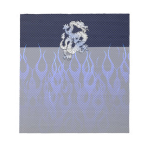 Drache in Chrom wie blaue Carbonfaser-Designs Notizblock