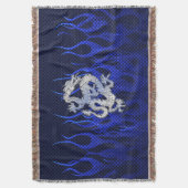 Drache in Chrome wie blaue Karbon-Faser-Stile Decke (Vorderseite Vertikal)