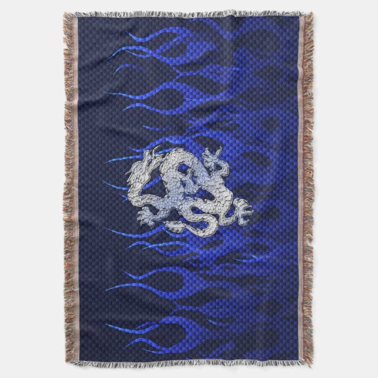 Drache in Chrome wie blaue Karbon-Faser-Stile Decke (Vorderseite Vertikal)