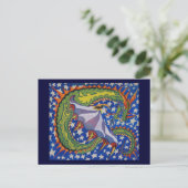 Drache in den Sternen Postkarte (Stehend Vorderseite)