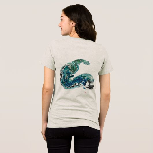 Drache in den Wellen - Abstrakte Meeresenergie Tri-Blend Shirt (Rückseite voll)