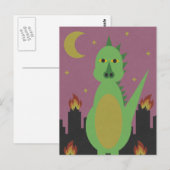 Drache in der Stadt Postkarte (Vorne/Hinten)