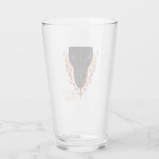 Drache in Flammen hinter dem Schwert Glas (Rückseite)