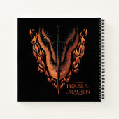 Drache in Flammen hinter dem Schwert Notizblock (Rückseite)