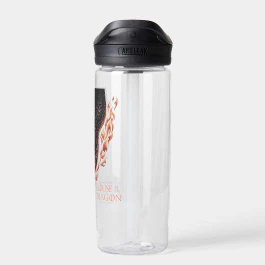 Drache in Flammen hinter dem Schwert Trinkflasche (Rückseite)