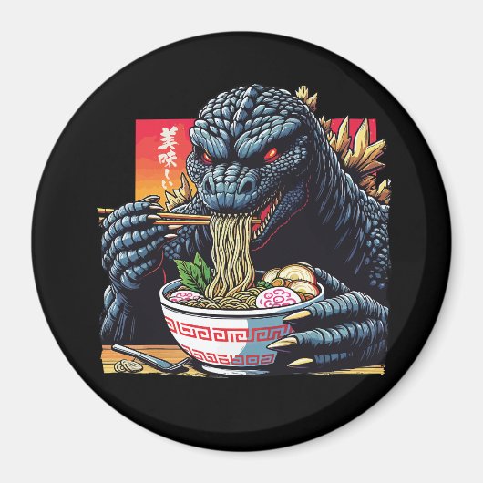Drache isst Ramen Magnet (Vorne)