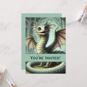 Drache Jabberwocky Niedlich Fantasy Kreatur Kunst Einladung