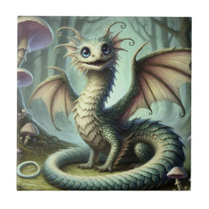 Drache Jabberwocky Niedlich Fantasy Kreatur Kunst Fliese