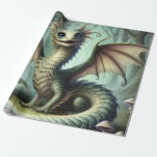 Drache Jabberwocky Niedlich Fantasy Kreatur Kunst Geschenkpapier