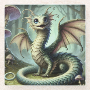 Drache Jabberwocky Niedlich Fantasy Kreatur Kunst Glasuntersetzer