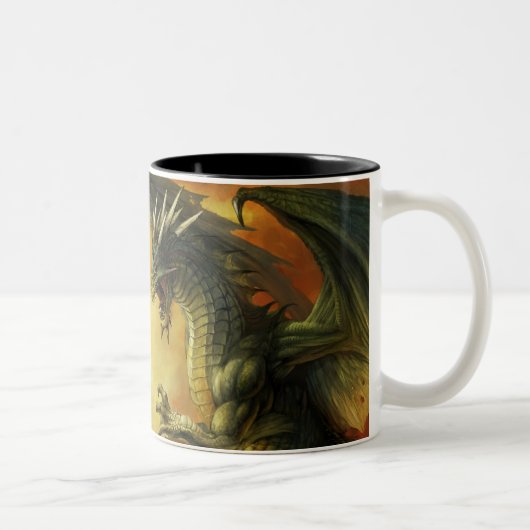 Drache-Kampf-Tasse Zweifarbige Tasse (Rechts)