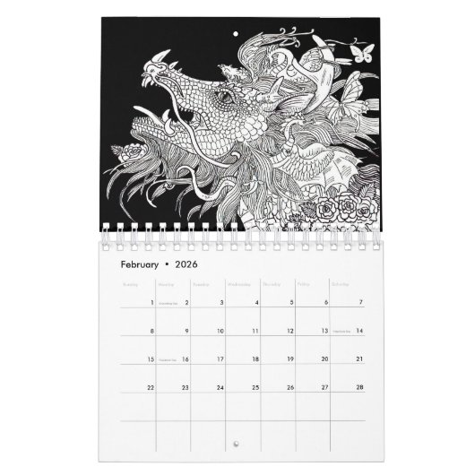 Drache-Kunst-Kalender Kalender (Feb 2026)