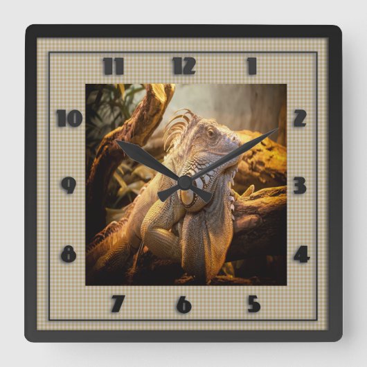 Drache-Leguanname Tina Quadratische Wanduhr (Vorderseite)