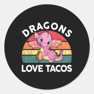 Drache liebt Taco-Shirt Cinco Mayo Lustiger Mexika Runder Aufkleber