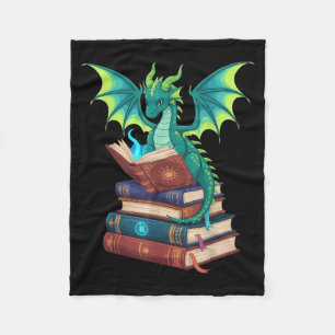 Drache liest Bücher Fantasy-Liebhaber Fabelwesen Fleecedecke