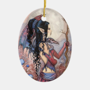Drache Mädchen Fantasy Kunst Ornament