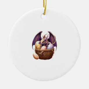 Drache Mädchen Liebhaber sammelt Ostereier - Kinde Keramik Ornament