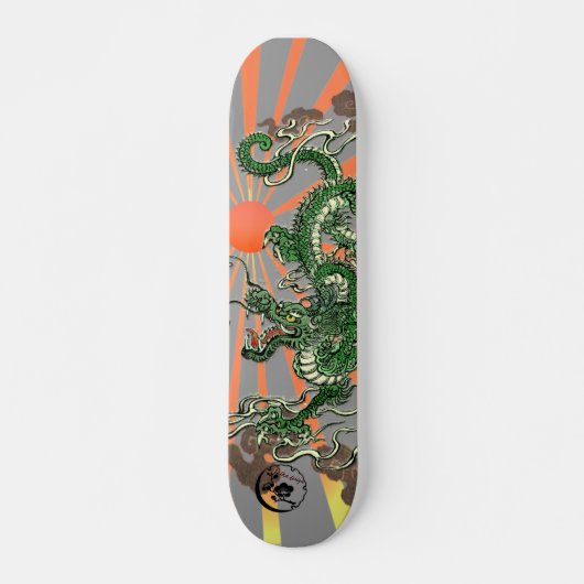 Drache mit aufgehende Sonne 2 Skateboard (Vorne)