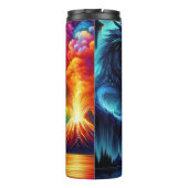 Drache mit Blick auf Feuer und Ozean Thermosbecher (Rückseite)