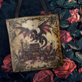 Drache mit Bücherstapel Tasche
