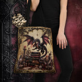 Drache mit Bücherstapel Tasche