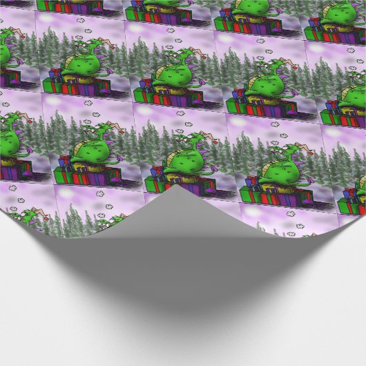 Drache mit einem Hort der Geschenke Geschenkpapier (Ecke)