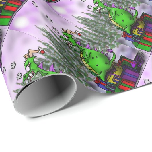 Drache mit einem Hort der Geschenke Geschenkpapier (Rolleneckpunkt)