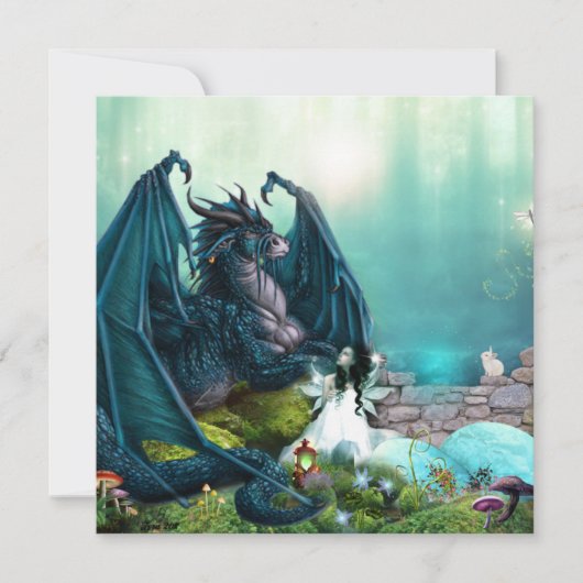 Drache mit Fairy Girl Karte (Vorderseite)